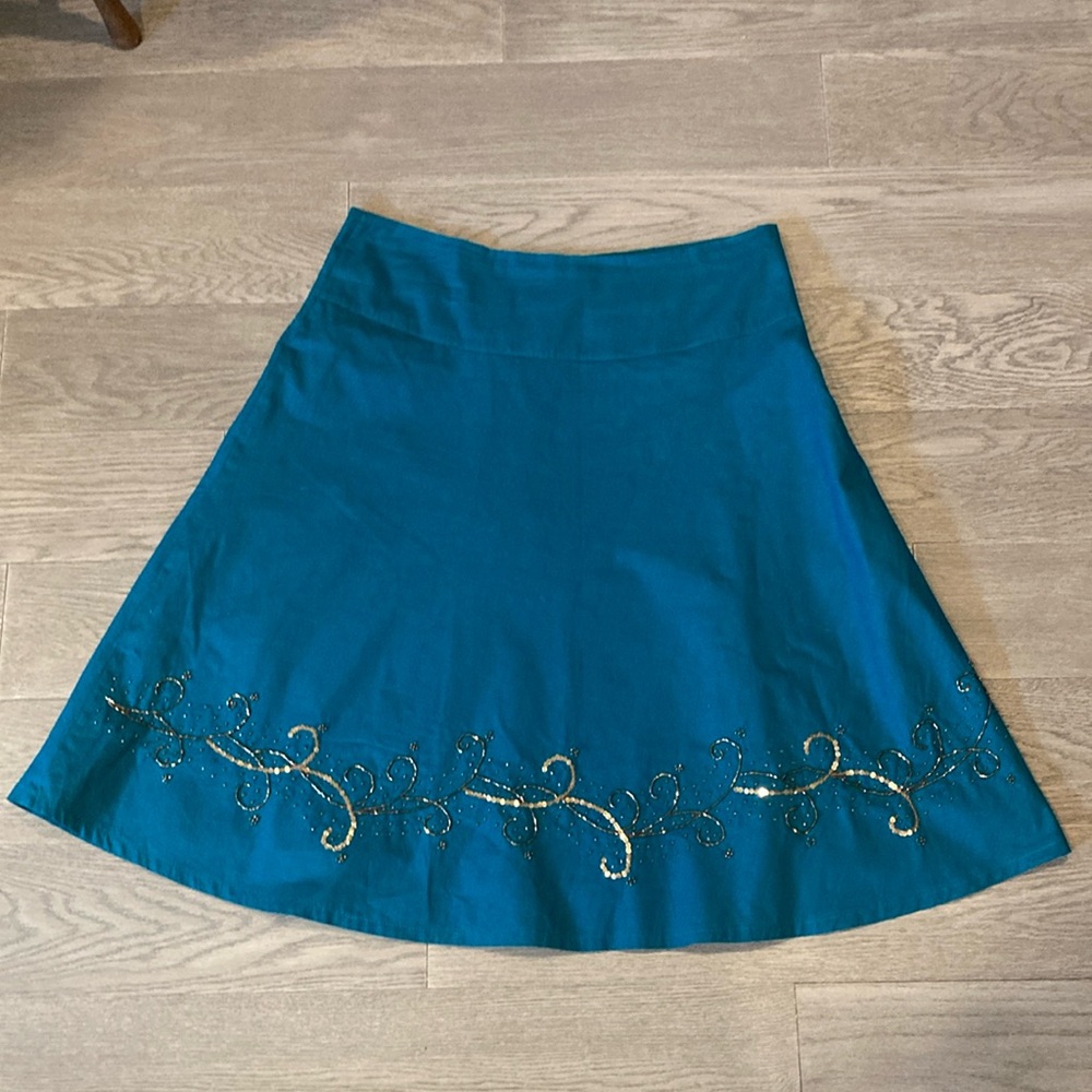 Solitaire Teal Green A-line Skirt